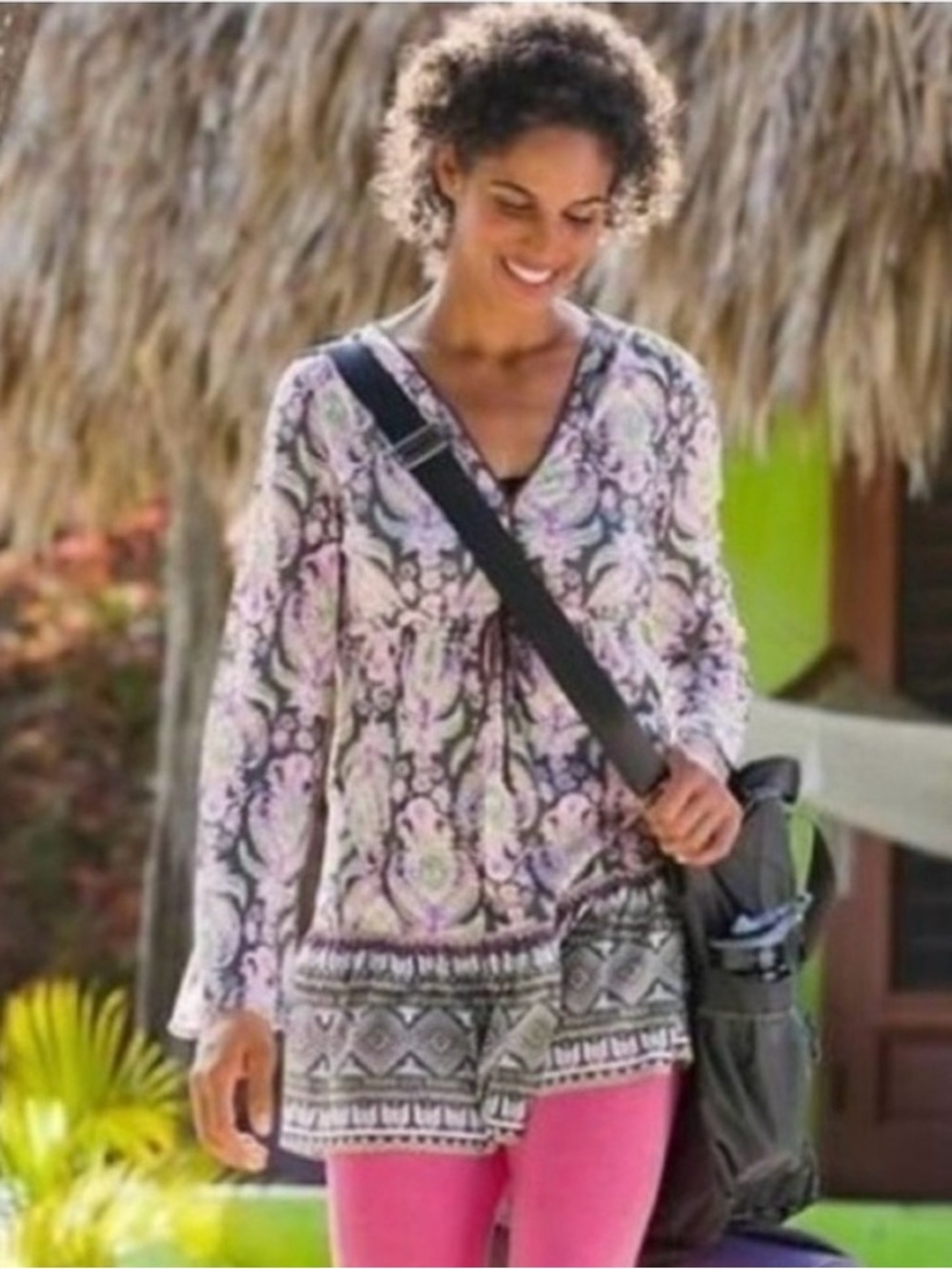 Athleta Paisley Asphalt Magnolia Active Bohemian Tunic size XS NWT